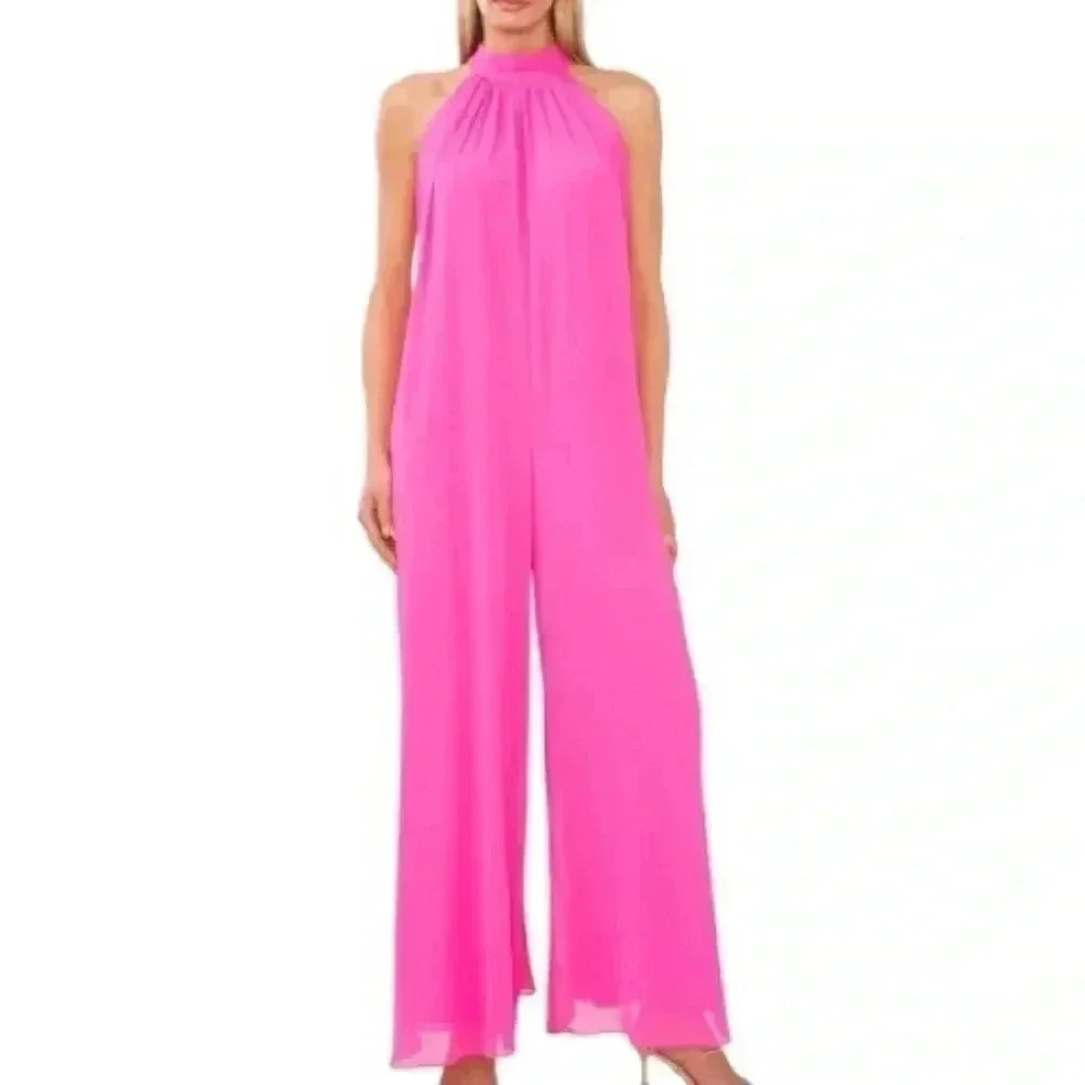 Halogen Sleeveless Halter Neck Jumpsuit in Taffy Pink